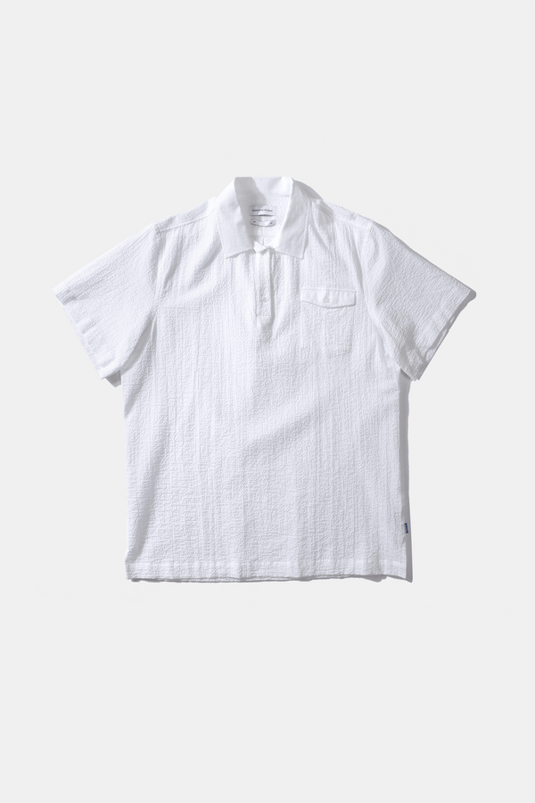 POLO SHIRT SEERSUCKER PLAIN WHITE