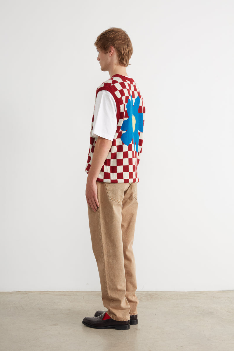 CHECKERBOARD VEST VANILLA