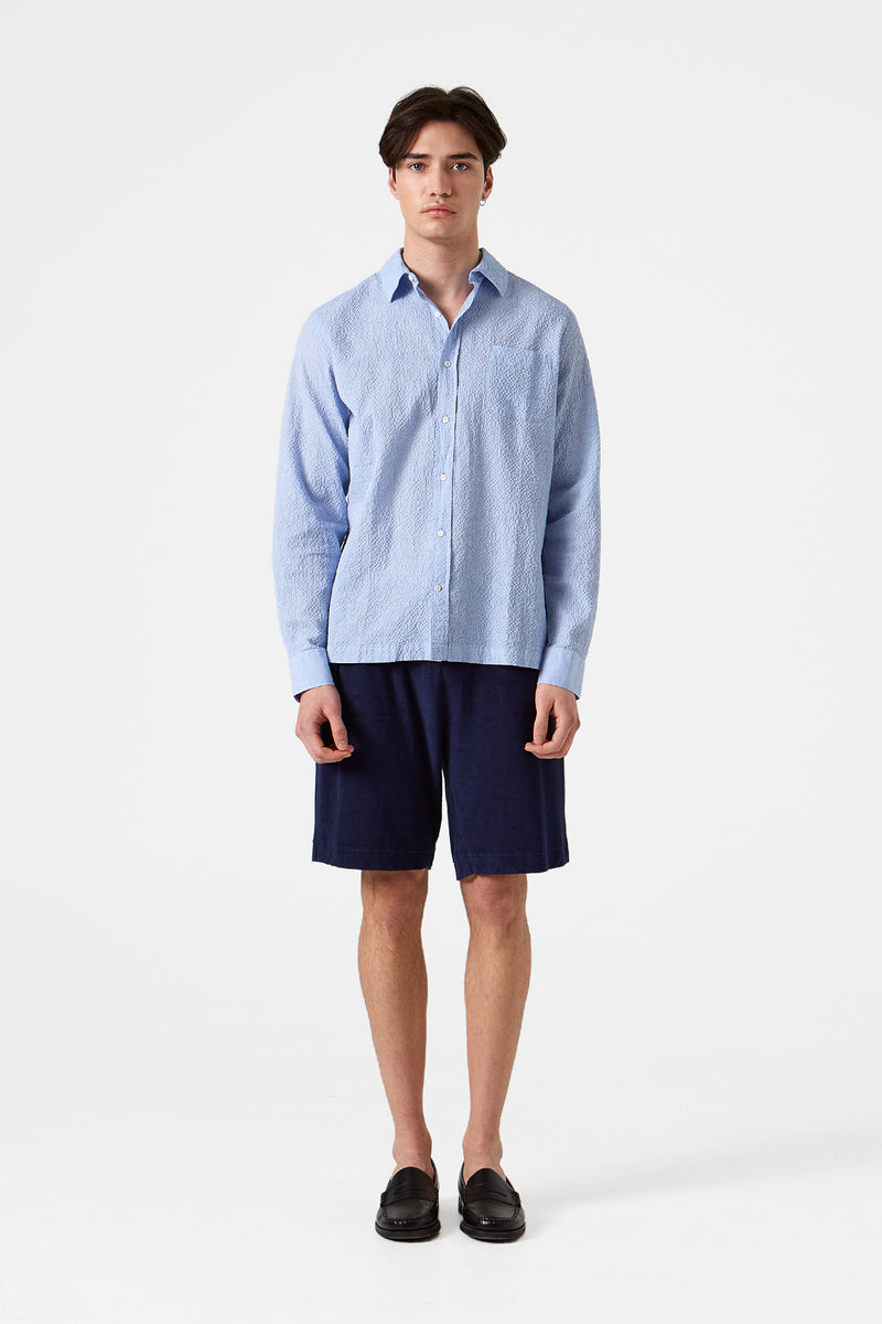 SEERSUCKER SHIRT PLAIN LIGHT BLUE