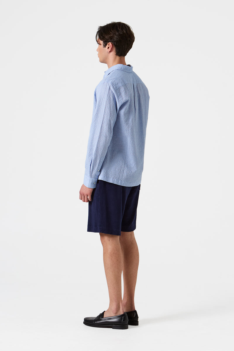 SEERSUCKER SHIRT PLAIN LIGHT BLUE