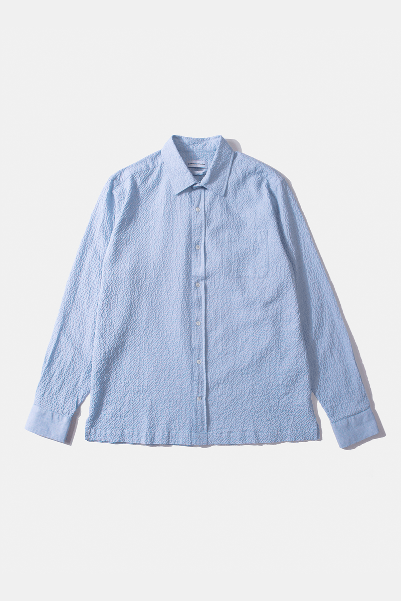 SEERSUCKER SHIRT PLAIN LIGHT BLUE